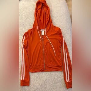 Feathers Orange Cropped Hoodie with White Trim